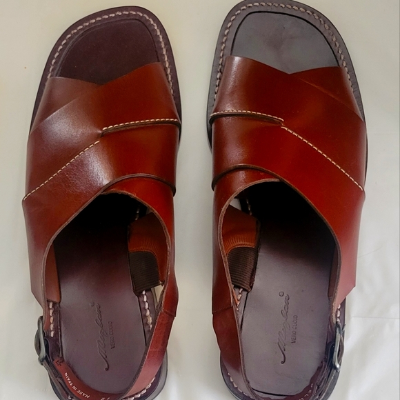 Men's leather sandals. Size 12M, Cognac, worn once paid $325 - Picture 3 of 4
